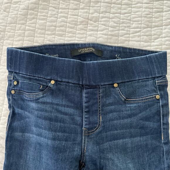 Liverpool Jeans Womens 4/27 Denim Legging Mid Rise Stretch Pull On Dark Wash - Picture 2 of 15
